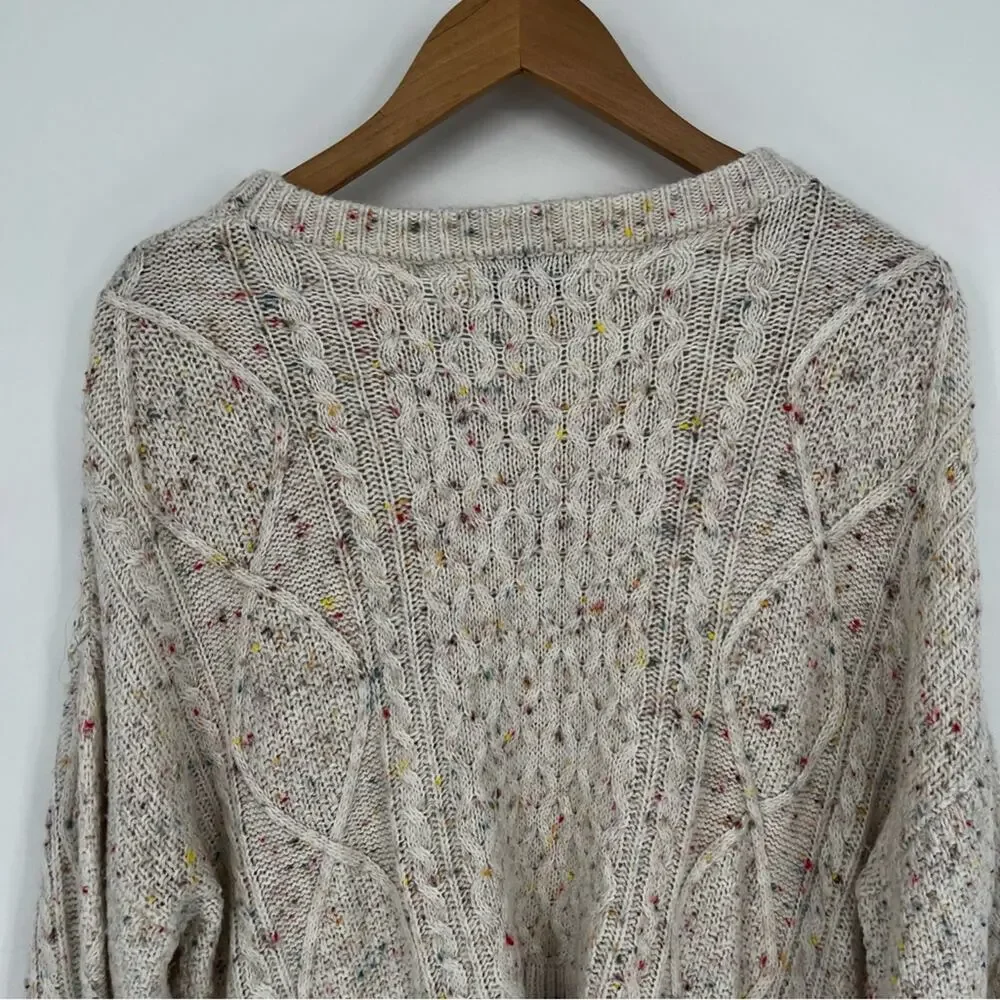 John + Jenn Speckled Cable Knit Sweater Cream - Size L